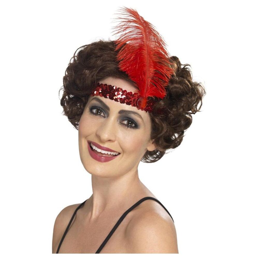 Smiffys Flapper Feather Costume Headband / Red